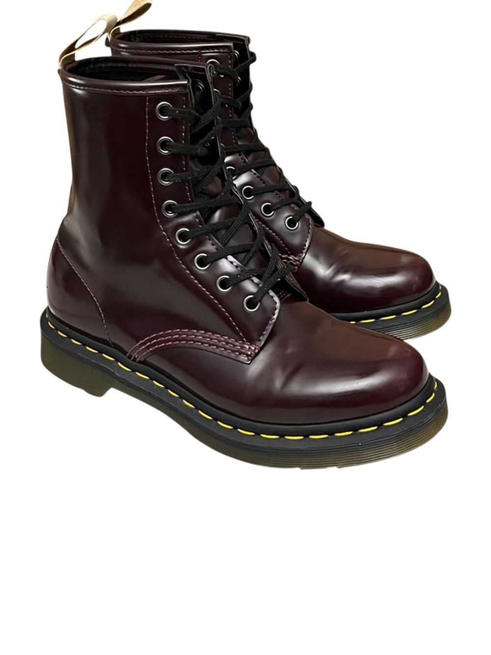 Dr Martens 1460 Vegan Cherry Red Oxford Rub Off Combat Boots US 7 EU 38 - Picture 2 of 11
